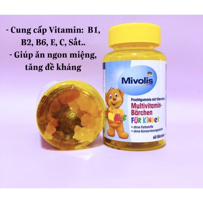 Kẹo gấu vitamin tổng hợp cho trẻ ăn ngon Mivolis