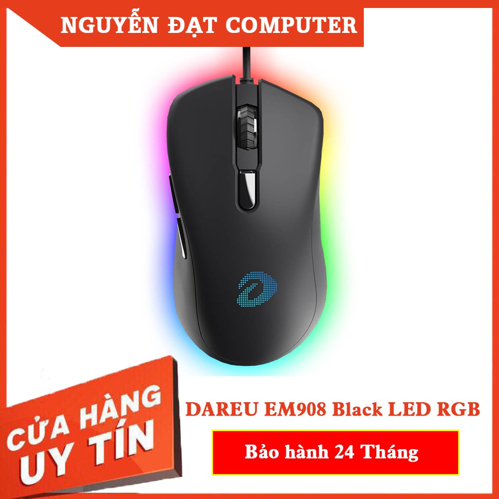 Chuột Gaming Có Dây DAREU EM908 Black LED RGB - BRAVO sensor - Chuột chơi game giá rẻ vô địch,Bảo hành 24 tháng