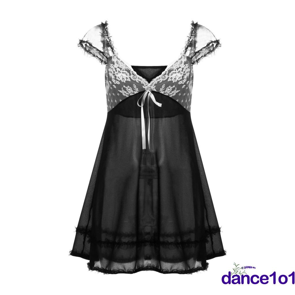 Đầm chữ A cổ chữ V phối ren gợi cảm cho nữ