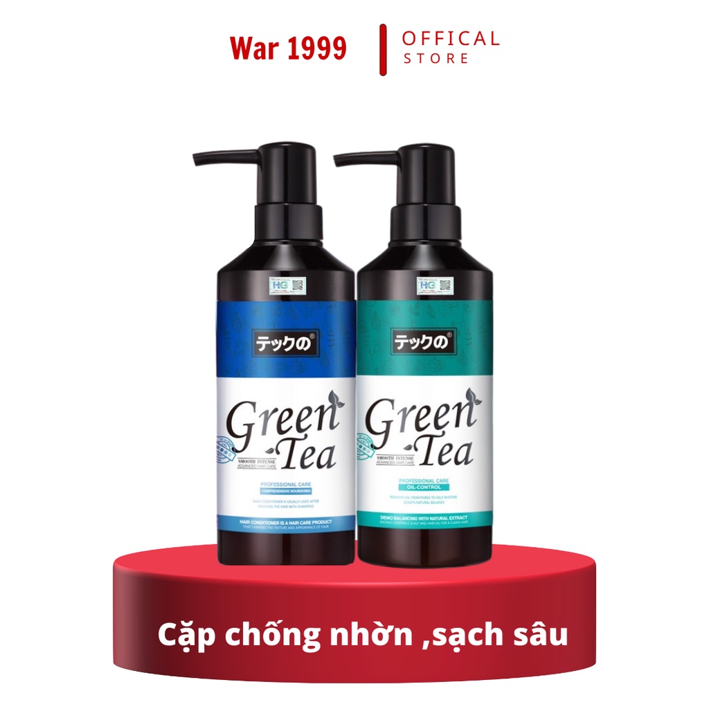 Cặp dầu gội xả trà xanh MEIKI 780ml kiềm dầu cho da đầu và cân bằng độ ẩm phục hồi hư tổn cho mái tóc