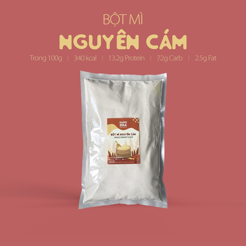 Bột Mì Nguyên Cám Nguyên Liệu Làm Bánh Healthy 1kg - HAPPI OHA