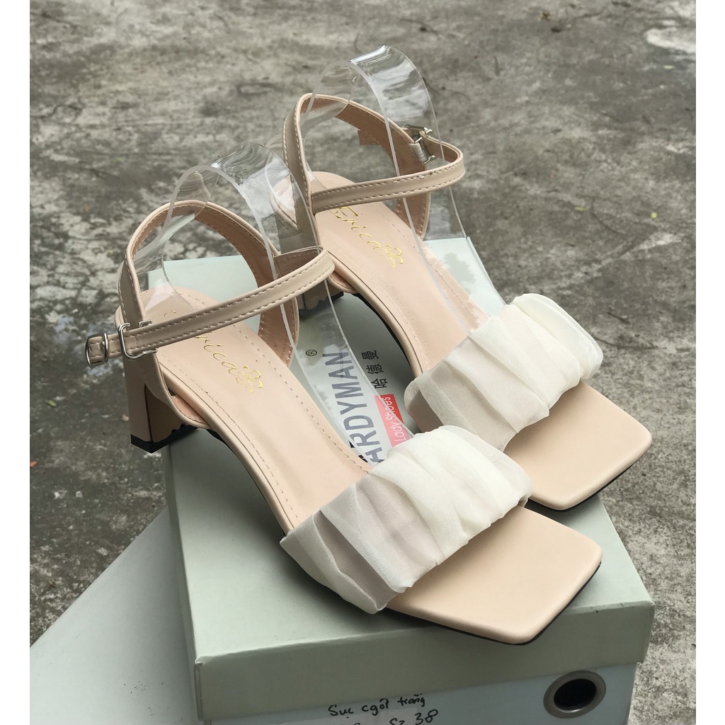 Sandal quai phối lụa