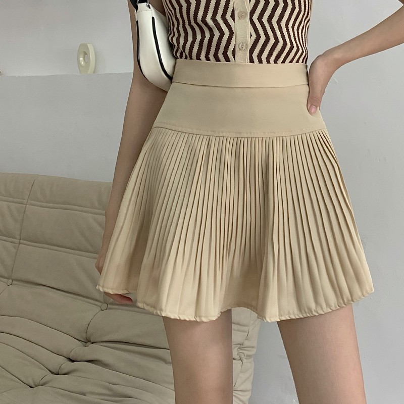 Chân váy ngắn dáng chữ A lưng cao kiểu xếp ly dễ thương cho nữ | BigBuy360 - bigbuy360.vn