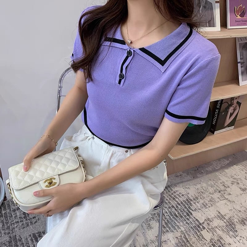 áo len dệt kim cổ đức pha viền (39036#)