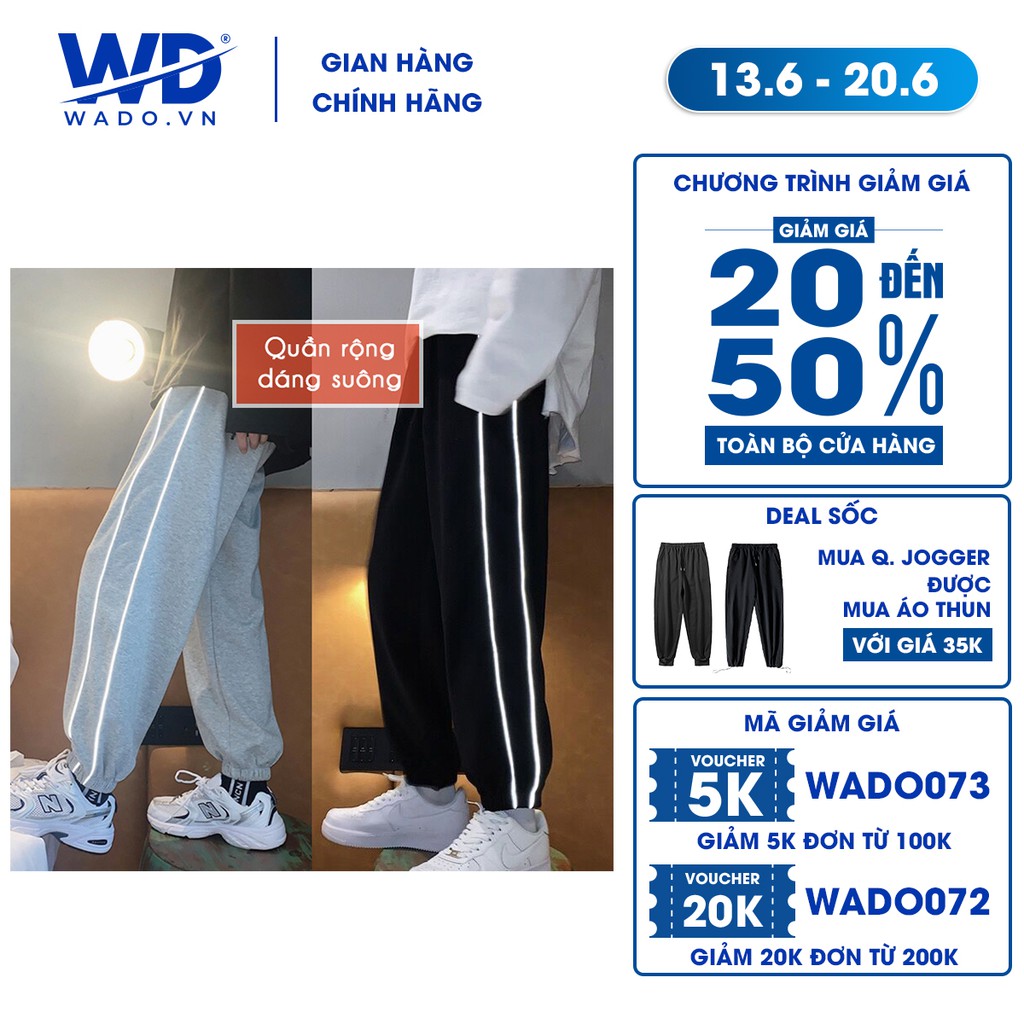 Quần baggy kaki unisex Wado basic nam nữ ống suông cạp chun dáng ulzzang