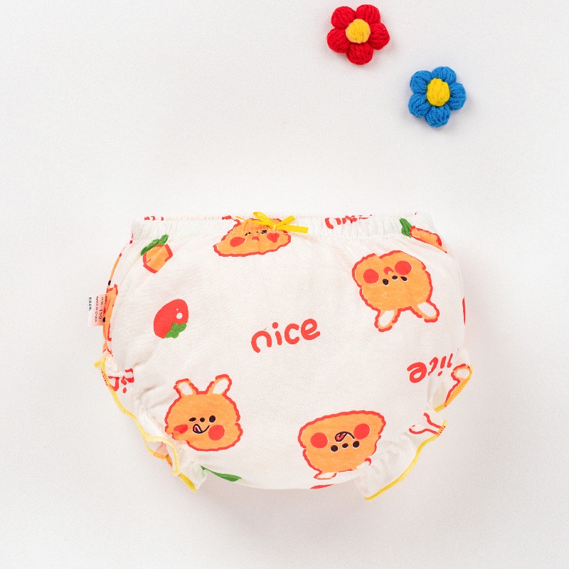 Quần lót cotton mặc tã LUCKY BIG CAT cho bé gái sơ sinh vừa và nhỏ 0-3 tuổi