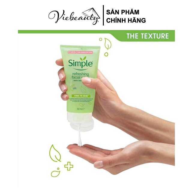 Sữa Rửa Mặt Simple Refreshing Facial Wash Cho Da Mụn Trắng Da Trà Xanh 150ml - Khongcoson | BigBuy360 - bigbuy360.vn