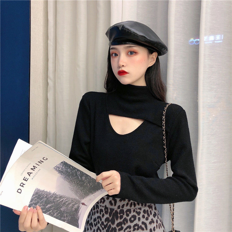 Áo Giữ Nhiệt Nữ Korean New Slim Hollow Out Thick Long Sleeve T-shirt Women's Wear