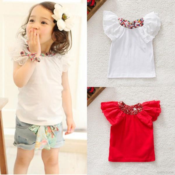 Áo thun tay xòe xinh xắn cho bé gái