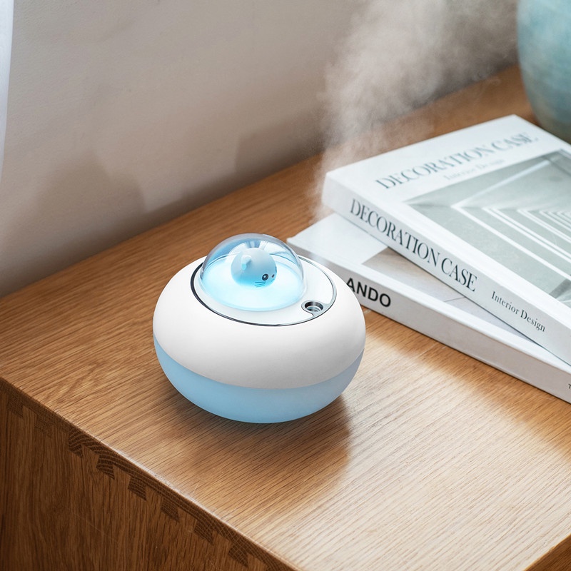 Máy phun sương tạo độ ẩm mini 320ml có đèn LED thiết kế mèo dễ thương nhiều màu tùy chọn