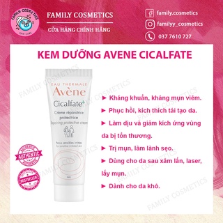 KEM DƯỠNG PHỤC HỒI DA Avene Cicalfate Restorative Skin Cream 40ml/100ml - Family Cosmetics