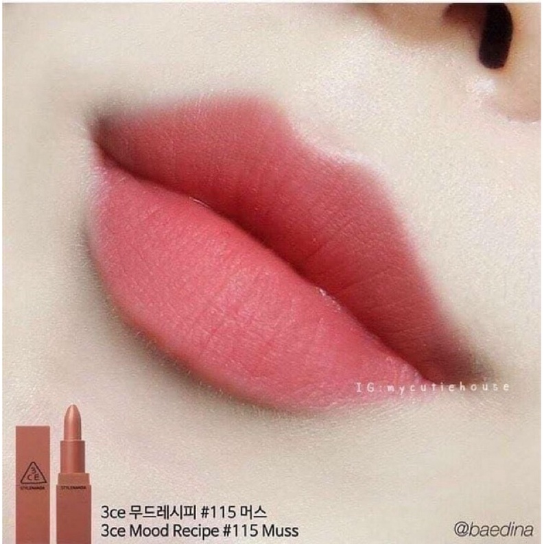 Son thỏi 3CE 115 hồng đất Mood Recipe Matte Lip Color