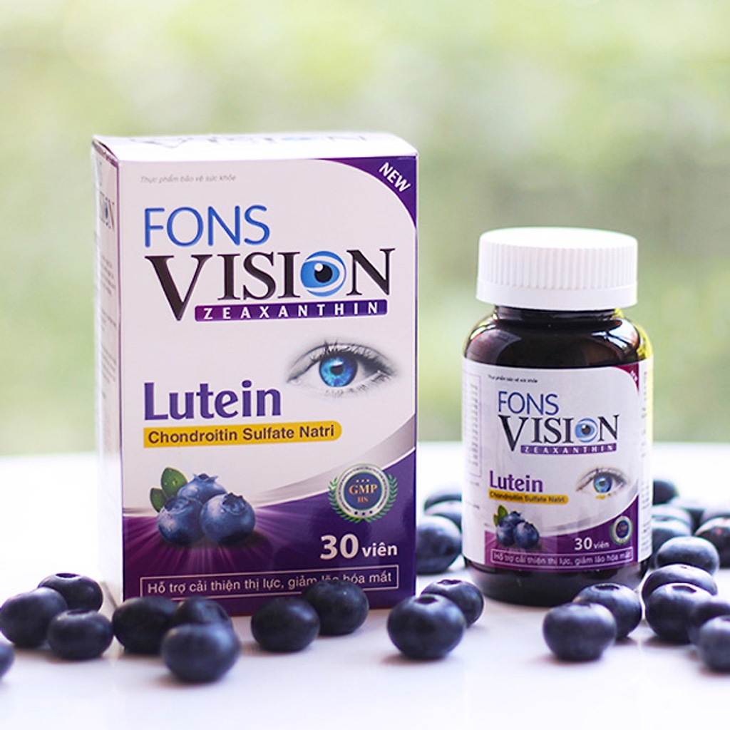 Viên uống bổ mắt Fons Vision cung cấp vitamin chăm sóc sức khỏe cho mắt sáng hết khô nhức mỏi mắt - Hộp 30 viên