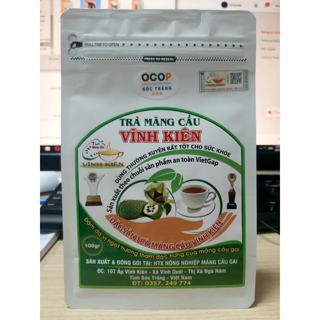 Trà Mãng Cầu Vĩnh Kiên -Túi 100g- Hỗ trợ hạ huyết áp, tốt cho người tiểu đường,bổ thận, lợi tiểu, giảm cân hiệu quả.