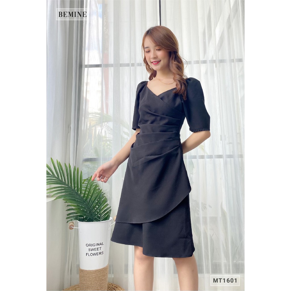 Đầm chun vai xếp li thân BEMINE MT1601DEN | BigBuy360 - bigbuy360.vn