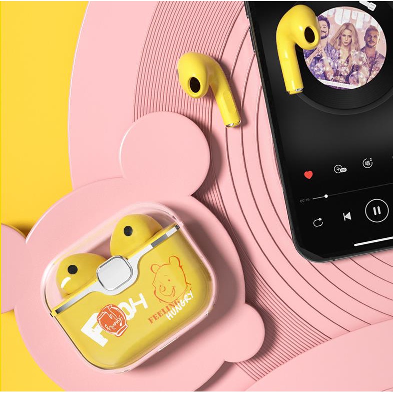 Disney Winnie the Pooh Tai nghe Bluetooth P68 True Wireless TWS Tai nghe nhét trong tai dễ thương Loại bỏ tiếng ồn Tai nghe để nghe nhạc và thể thao