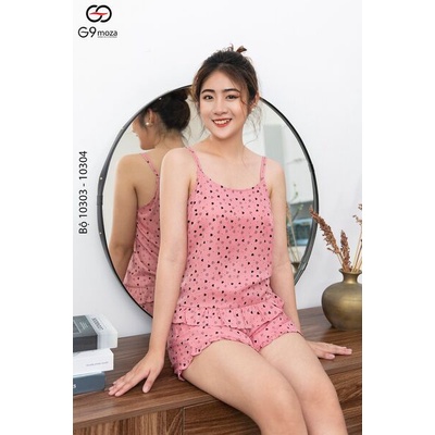 Bộ mặc nhà 2 dây đồ ngủ nữ  10303-10304, G9moza chất thô kate cao cấp