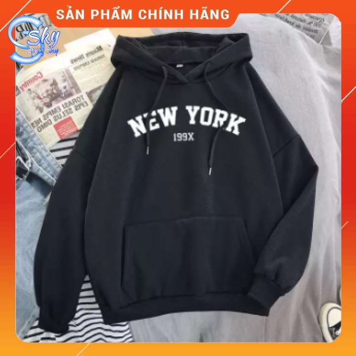 ÁO HOODIE UNISEX NAM NỮ  FORM RỘNG, CHẤT NỈ BÔNG CAO CẤP in NEW YORK