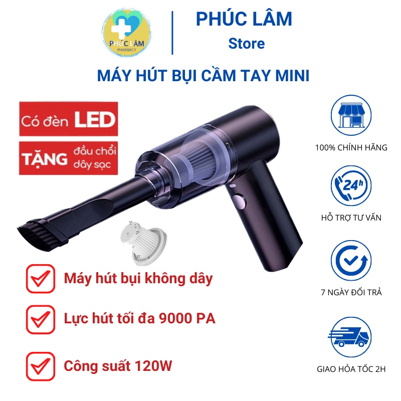 Máy hút bụi cầm tay mini không dây - Máy hút bụi cầm tay đa năng, siêu mạnh, sử dụng hút bụi ô tô, hút bụi giường