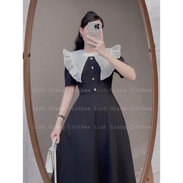 Váy Xoè Maxi Cổ Bèo Trắng