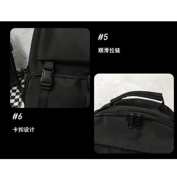 BALO ULZZANG Đi Học Đi Chơi Nam Nữ BASIC ( chống nước ) ( 2 khoá nhựa đen song song) FT7285