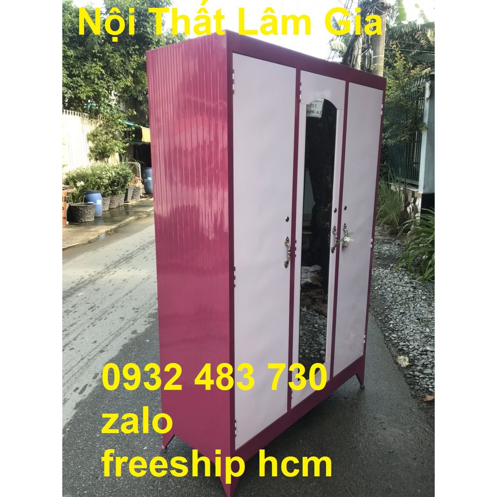 tủ sắt quần áo 3 cánh freeship