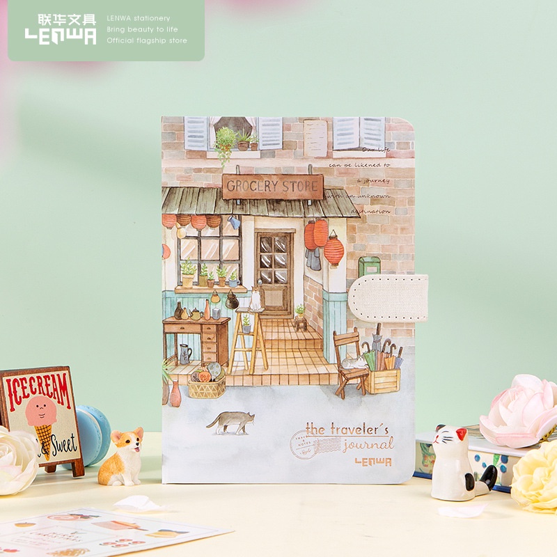 Sổ tay vintage journal ghi chép B6 bìa cứng có dây vải cài khóa từ tính với nhiều mẫu bìa đẹp mắt 256 trang