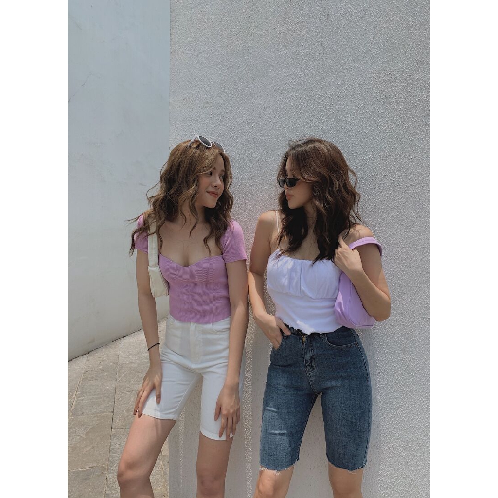 Croptop 2 dây rúm ngực A-20504