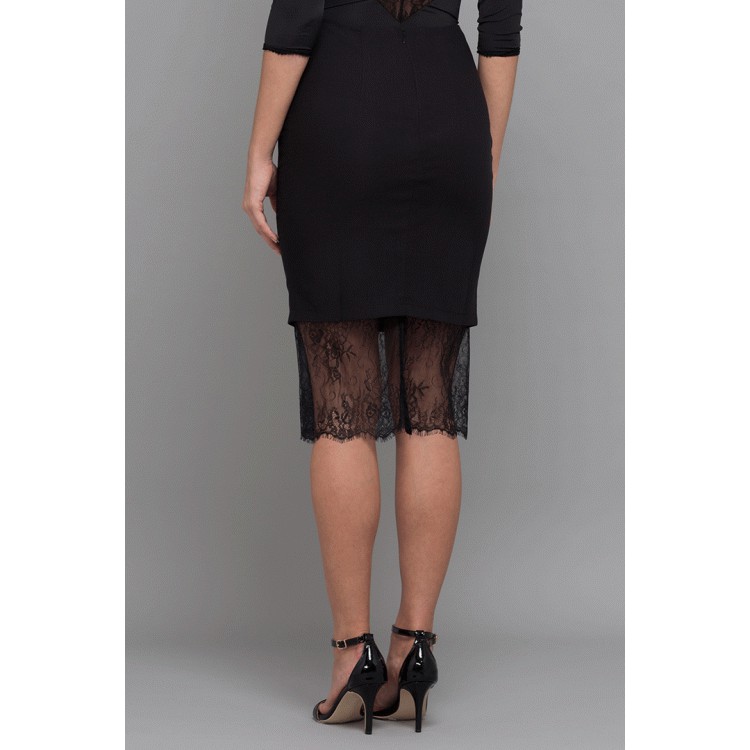 Chân váy đen pha ren BLACK COTTON LACE PENCIL SKIRT | BigBuy360 - bigbuy360.vn
