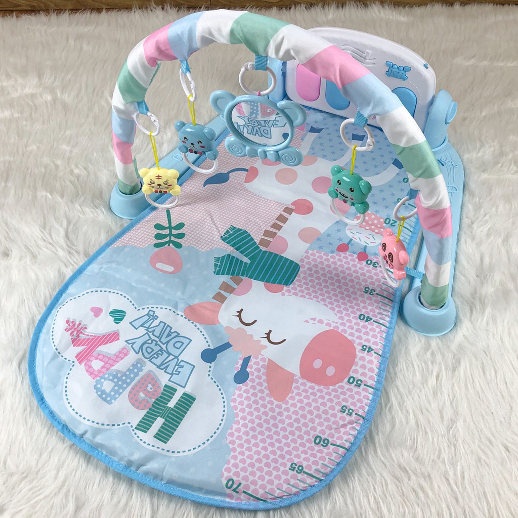 [BAO GIÁ SHOPEE] Thảm 9BABY nằm chơi nhạc phát triển trí tuệ cho bé yêu hình hươu - Chân màu xanh biển