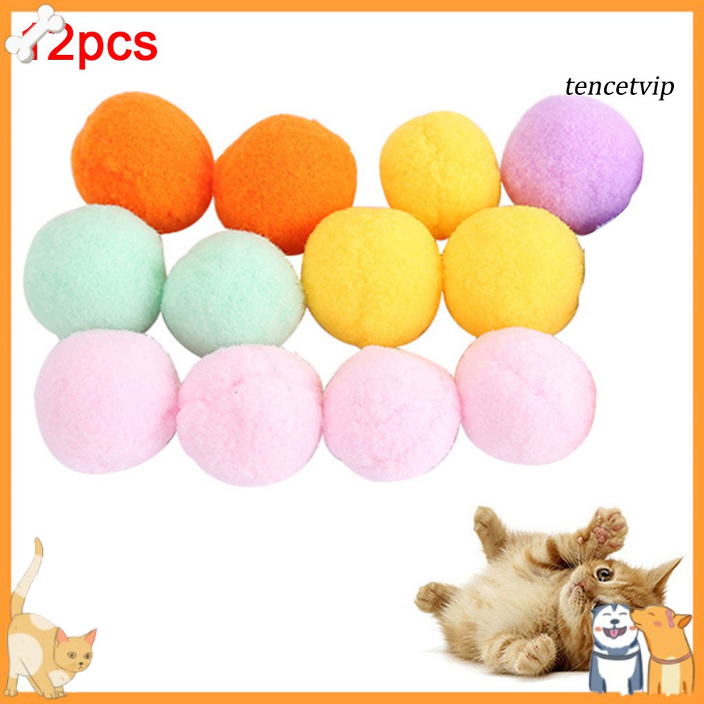 Set 12 Quả Bóng Lông Xù Đồ Chơi Cho Mèo Cưng