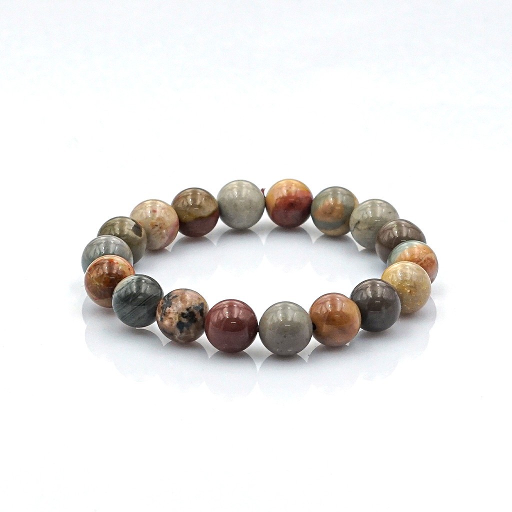 Vòng tay nam nữ Polychorme Jasper  8mm - Chế tác tự nhiên - Thương hiệu Anqlo - Vòng tay phong thủy tốt cho sức khỏe