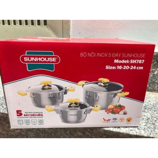 Bộ Nồi Inox 5 Đáy Sunhouse SH787