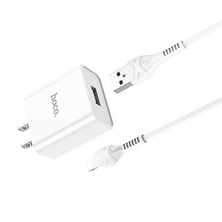 Bộ sạc nhanh Hoco C81 USB co 11/12/14 pro max sạc 2.1A, thích hợp với dòng iPhone/iPad/Airpod..., dây nhựa dẻo, dài 1mh