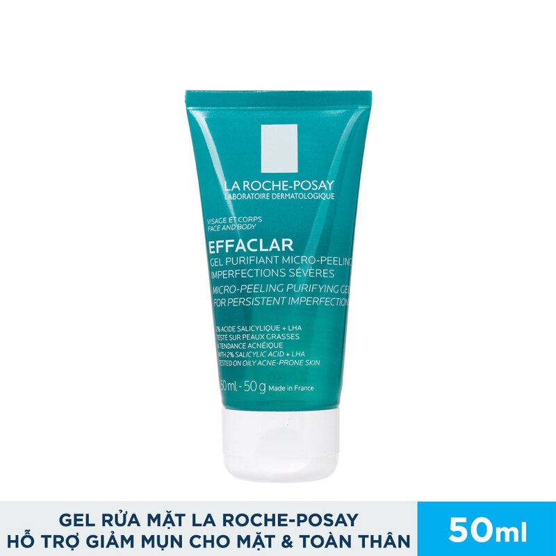 La Roche-Posay Gel Rửa Mặt Và Tắm Giúp Giảm Mụn Cho Mặt & Toàn Thân Effaclar Micro-Peeling Purifying Gel 50Ml