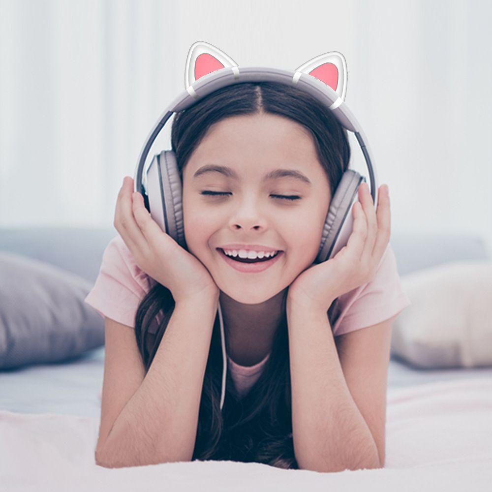 1 Cặp Tai Nghe Chụp Tai Hình Tai Mèo Dễ Thương