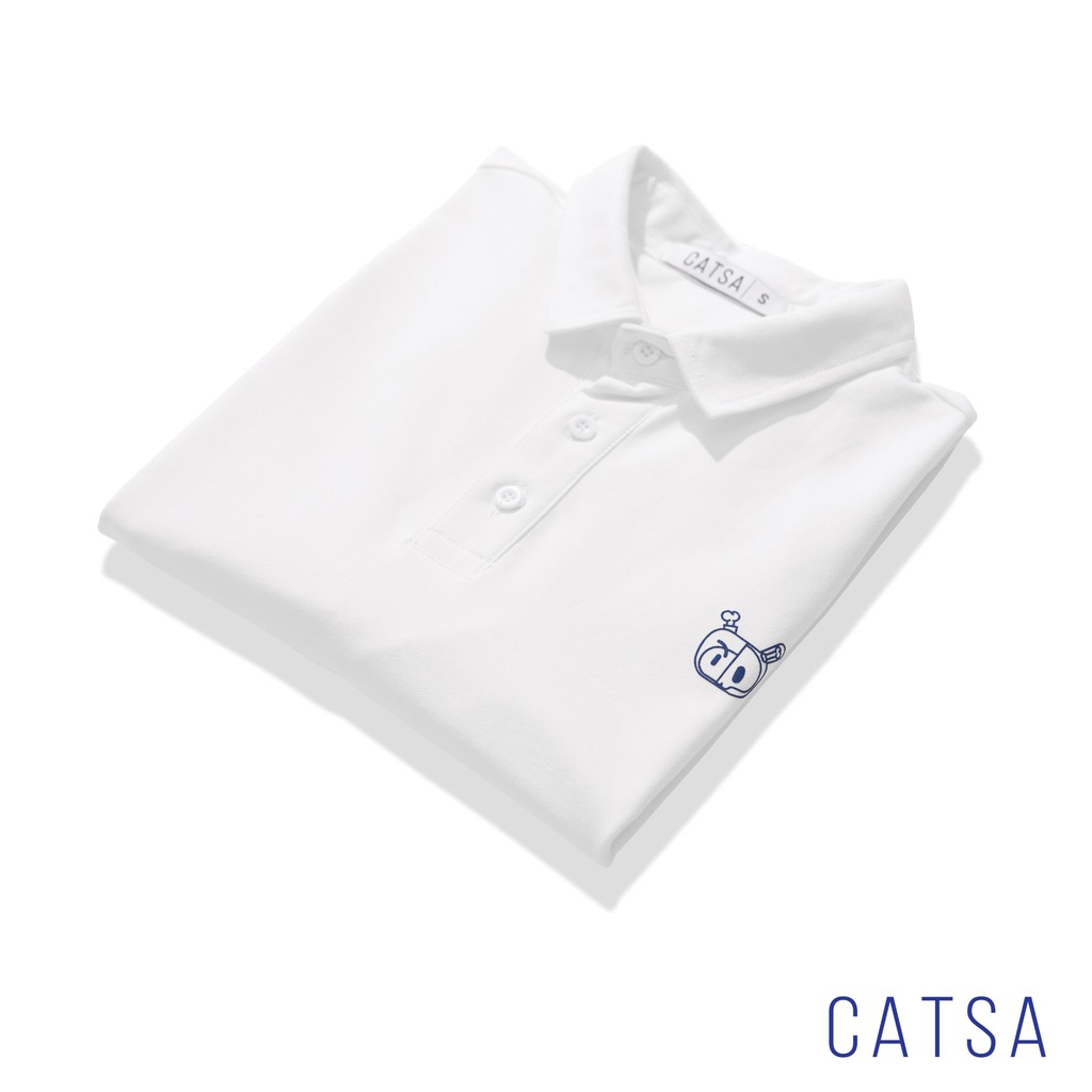 Áo thun polo trắng in hình CATSA chất vải thun cotton mềm mại, mặc thoáng mát, thấm hút mồ hôi ATP253 | BigBuy360 - bigbuy360.vn