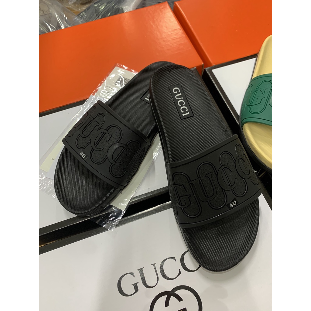 (Có Video + Ảnh Thật) Dép Gucci Họa Tiết GC Đế Cao Su Chống Nước - Dép Quai Ngang Nam Nữ Thời Trang Cao Cấp Hottrend