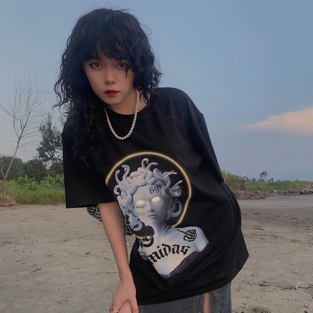 Áo thun tay lỡ,in nổi Nữ Hoàng Medusa 69 , from rộng ,chất cotton nam nữ unisex