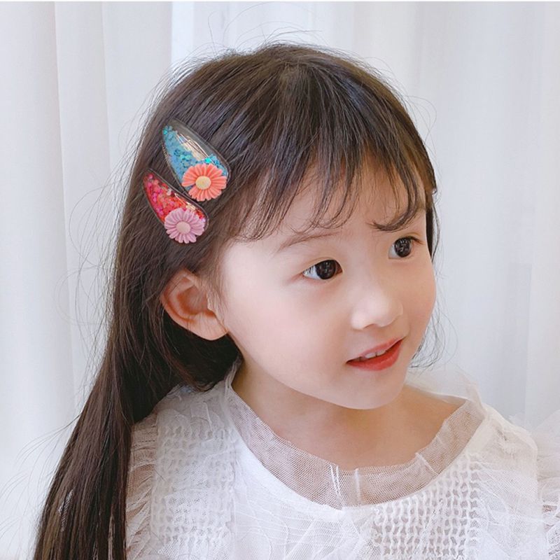 Bộ 10 Kẹp Tóc Đính Kim Tuyến Lấp Lánh Phong Cách Hàn Quốc Cho Bé Gái