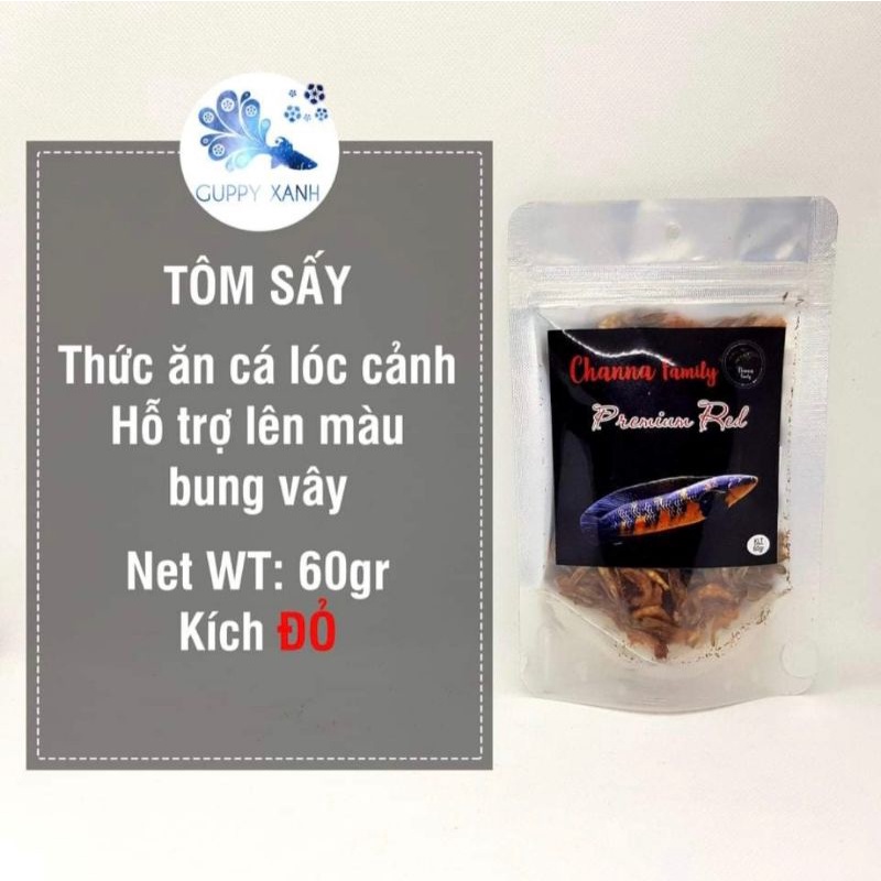 Tôm sấy khô dành cho cá lóc - Thức ăn kích màu và vây cho cá lóc vẩy rồng - Channa