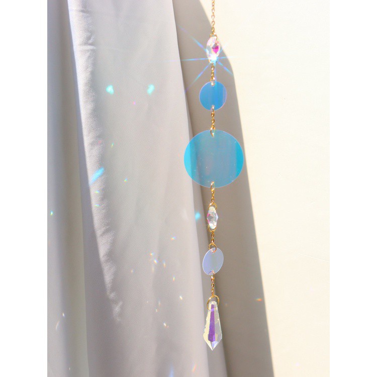 Chuông gió pha lê màu cầu vồng độc đáo treo trang trí nội thất/văn phòng