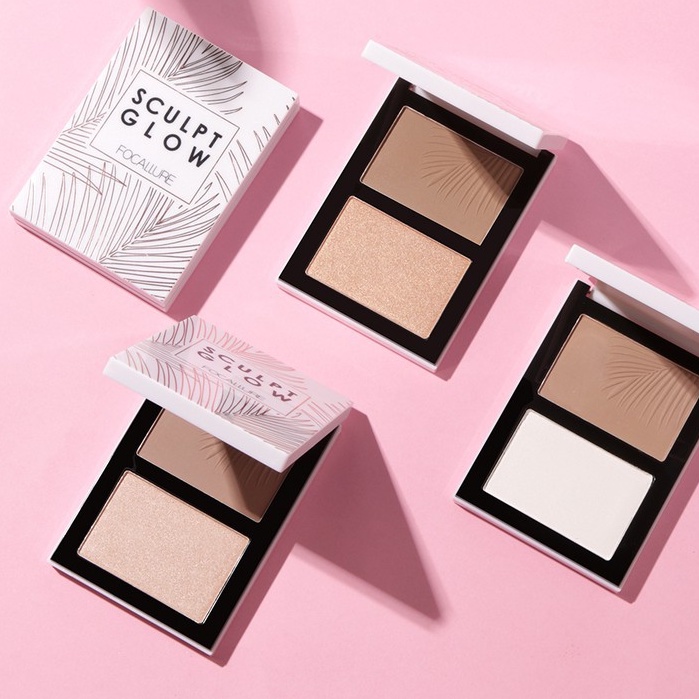 Bảng phấn bắt sáng và tạo khối FOCALLURE 2 màu  tự nhiên Bột tạo đường viền