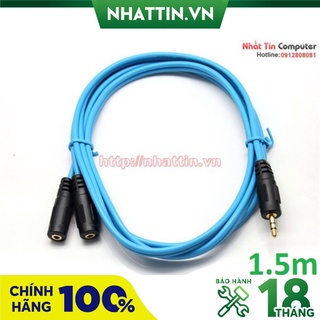 Cáp chia 2 cổng Audio 3.5mm dài 1.5m Dtech DT-6225 chính hãng