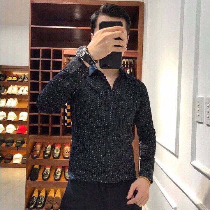 Áo sơ mi nam dài tay cao cấp Họa tiết chấm bi , chất cotton phong cách lịch lãm công sở(SMK) | BigBuy360 - bigbuy360.vn