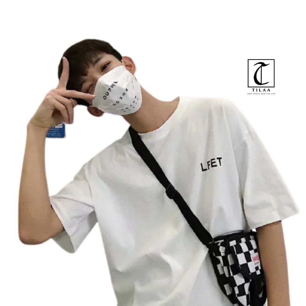 Áo thun nam nữ unisex tay lỡ LF basic tee form rộng oversize 2 màu trắng và đen cotton dáng xuông AT03