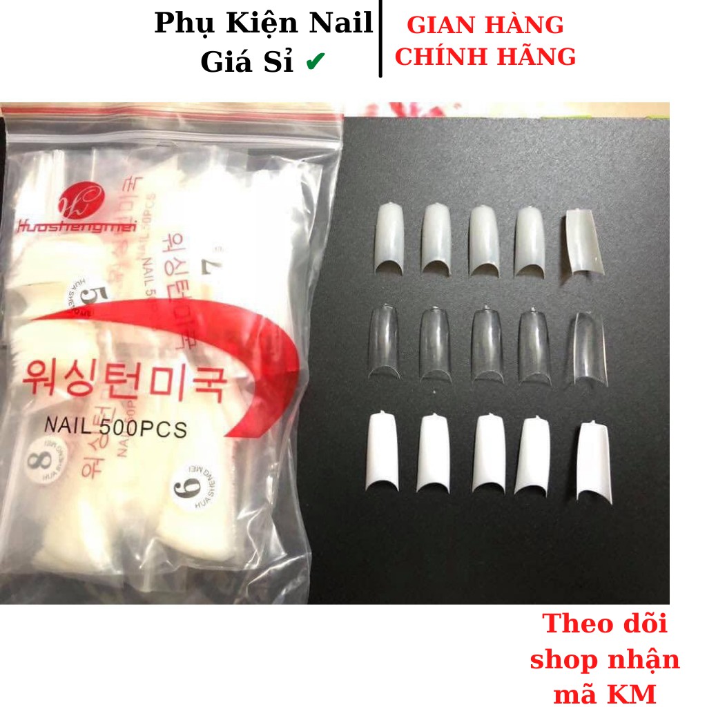 Móng nối phom vuông hàn - Túi 500 móng nhựa dẻo đủ size