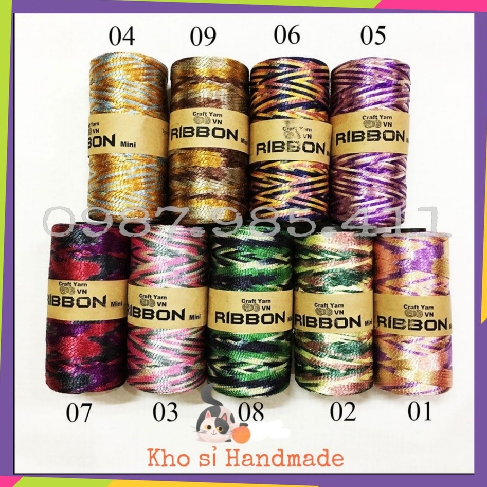 Sợi dệt ribbon  9 màu loang ombre độc đáo Việt Nam chuyên móc mũ túi giày