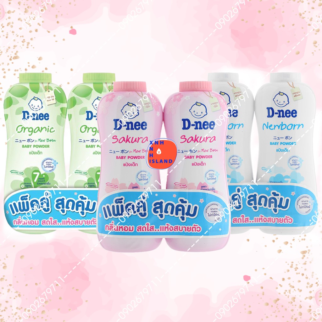 COMBO 2 Chai Phấn Rôm Em Bé D-nee Kids Baby Powders Thái Lan - 350gr