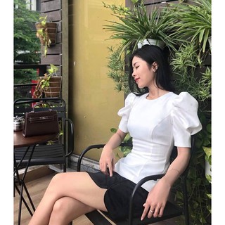 ❣️FREESHIP❣️ ÁO SƠ MI CỔ TRÒN XẾP LY TAY PHỒNG LYLY - Hàng thiết kế chuẩn [ao nu dep]